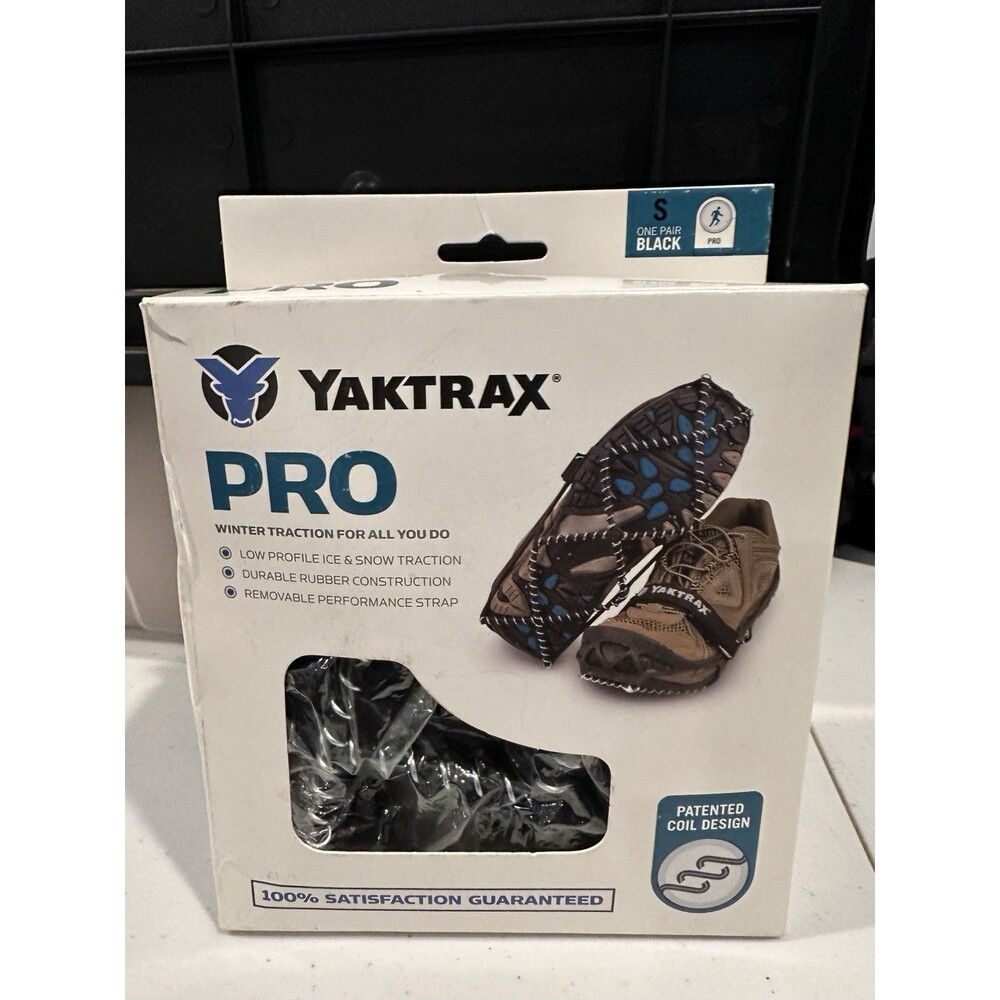 Yaktrax Pro Traction Coil Shoe Covers Black Sz Small Men’s 5-8.5 Women’s 6.5-10